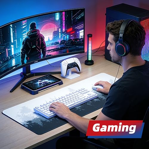 Galdas Mouse Pad For Gaming,Forest Background Pattern XXL XL Large Mouse Mat Long Extended MousePad Desk Mat Non-Slip Rubber Mice Pads Stitched Edges Thin (31.5 x 11.8 x 0.12 Inches) Tree - color: Tree