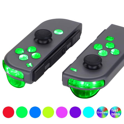 eXtremeRate LED Mod Kit for Nintendo Switch & Switch OLED Joycon – 7 Colors 9 Modes DFS Light Up Buttons Set with ABXY, Trigger, Face Buttons – Joycon Controller NOT Included - color: V2_Transparent