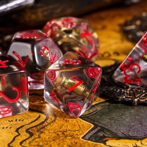 UDIXI Bullet Dice Set, 7PCS Bullet DND Dice Set for D&D RPG Tabletop Games | Velvet Storage Bag, DM Gift, for Dungeons and Dragons Role Playing Games Board Games - color: Bullet