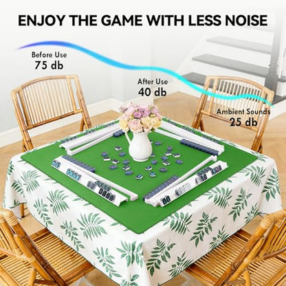 31.5'' Green Mahjong Mat for Table, Non-Slip Noise Reduction Gaming Mat | Classic Gaming Mat with Carrying Bag for Mahjong, Poker, Card, Domino, Board Games, Dominoes,Cards & Tile Games - color: Jade Green