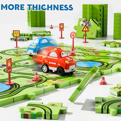 Beby Buty 48PCS Puzzle Race Track Car Set for Toddlers Kids Boys, Toddler Toys Birthday Gifts for 3 4 5 6 Years Old Boys and Girls, Floor Puzzle Tracks Car Toys for Ages 3-5 4-6 - style: 48 PCS City Theme