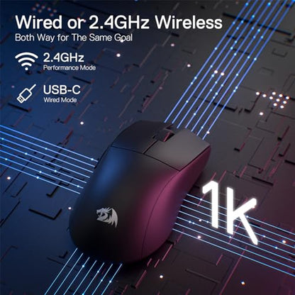 Redragon M916 Wireless 49G Ultra-Light Gaming Mouse 8K DPI Remapping Keys | Cable-Free 0 Delay, Dedicated for FPS Gamers, Redefine Keybinding Macro, Ergonomic Grip Body Comfort