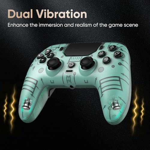 BETMI LED Wireless Controller for PS5, Pro/Slim/Steam Deck/PC(Frosted Blue) | Hall Joysticks/Trigger, Marco Back Button, Turbo, Dual Vibration, 6-Axis, 3.5mm Jack, Built-in Mic, Gamepad with Speaker - color: Frosted Blue