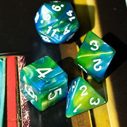 5 Sets DND Dice Polyhedral Dice Set (35pcs) with 1 Large Leather Bag, D&D Die Set for RPG Table Games (5Sets/35Pcs Double-Color) - color: 5sets/35pcs Double-color