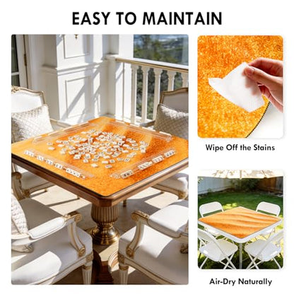 31.5" Crease-Free Mahjong Mat Non-Slip Noise-Reducing Game Table Cover | Golden Sand, Rubber Gaming Mat with Carrying Bag for American Mahjong Poker Board Games Dominoes - color: Golden Sand