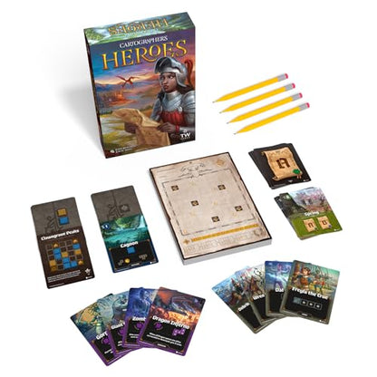 Cartographers Heroes Board Game | Standalone Expansion & Core Game | Award-Winning Game of Map Drawing | Flip & Write Strategy Family | 30-45 Minutes for 1-99 Players Ages 10+ by Thunderworks Games - style: Cartographers Heroes
