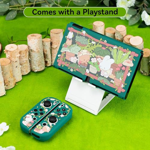 GeekShare Protective Case Slim Cover Case Compatible with Switch OLED and Joystick - Shock-Absorption and Anti-Scratch Skin Case for OLED Switch - Bunny Garden - size: For Switch OLED