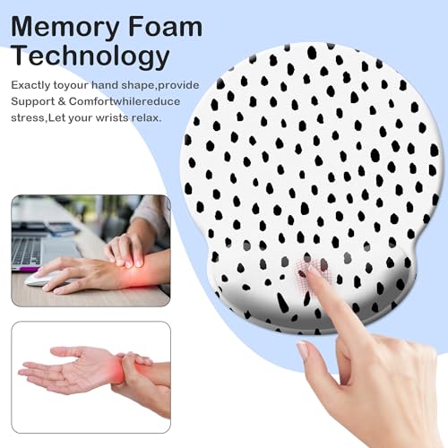Mouse Pad Wrist Support,Ergonomic Mouse Pad with Wrist Rest,Comfortable Mousepad with Smooth Wrist Rest,Pain Relief Mouse Pads for Non-Slip Base,Computer,Laptop,Office & Home(Black Spots) - color: Black Spots