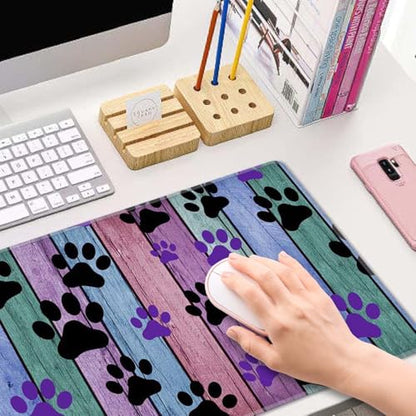 Dog Paw Desk Mat Black and Purple Large Extended Mouse Pad XL Desk Pad Gaming Mousepad Keyboard Mouse Mat for Computer Laptop 31.5''X11.8'' Non-Slip Rubber Base with Stitched Edges - color: Black and Purple Dog Paw