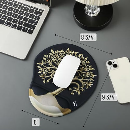 Mr. Pen- Ergonomic Mouse Pad with Wrist Rest, Golden Tree Design | Breathable Fabric with Memory Foam Cushion, Non-Slip Rubber Base, Gel Mouse Pad with Wrist Support - color: Golden Tree