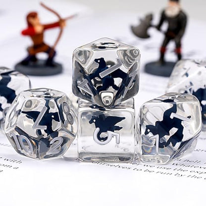 DND Resin Fly Horse Dice Set, D&D Polyhedral Dice for Dungeons and Dragons RPG, MTG Role Playing Games D and D Dice 7pc D20 D12 D10 D8 D6 D4 - color: Fly Horse