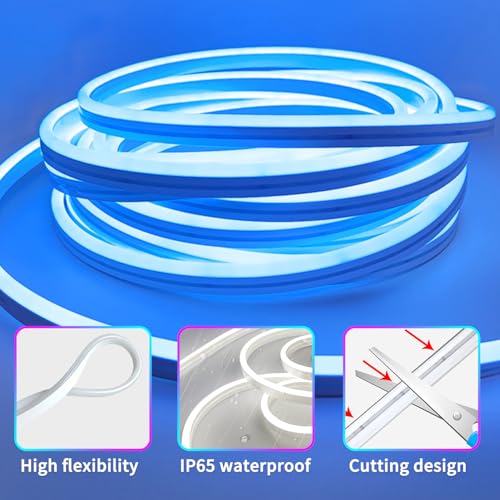 50ft LED Neon Lights with Remote and APP Control, IP65 Waterproof Flexible Neon Strip Lights 24V RGB LED Rope Lights for Bedroom,Living Room,DIY Decoration（with Snap &Screws） | Flexible Neon Strip Lights 24V RGB LED Rope Lights for Bedroom,Living Room,DIY