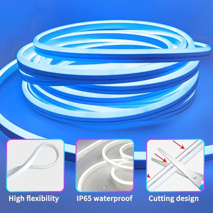 LED Neon Rope Lights 32.8FT,IP65 Waterproof LED Strip Lights, Music Sync LED Lights with Remote and APP Control,24V RGB LED Rope Lights for Bedroom,Holiday Decoration（with Snap &Screws） | Music Sync LED Lights with Remote and APP Control,RGB LED Rope Ligh