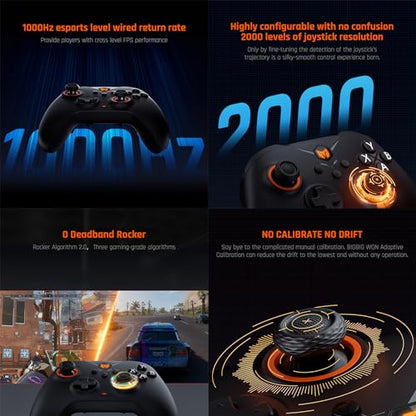 Black Shark BIGBIG WON Gale Wireless Controllers - Motion Aiming, Hall Trigger, 4 Custom Buttons - PC/iOS/Android Gaming Controller with Charging Dock - color: B.GaleSet Black