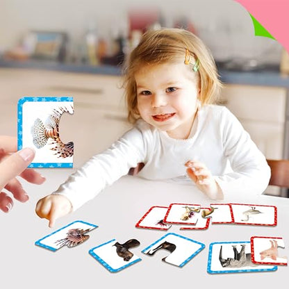 48 Animal Matching Puzzles with Error-Correction, Self-Correcting Puzzle Match Game Educational Learning Activities for Toddlers, Kindergarten, Animal-Themed Learning Games Toys for 3 Years Old - style: Animal-C