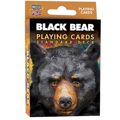 Masterpieces Black Bear Playing Cards Deck - Animal Themed Standard 54 Card Deck, Unique Black Bear Face Cards & Jokers, Retro Style, for Families & Adults - style: Black Bear