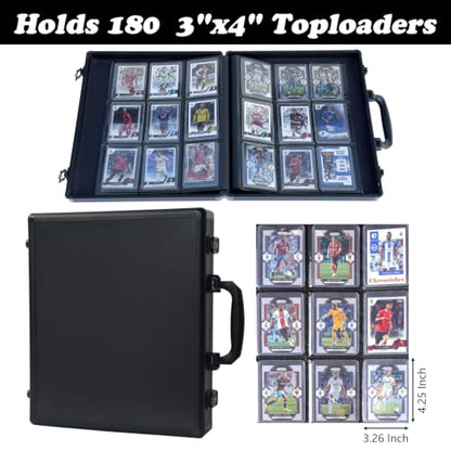 Azamou Toploader Binder for Trading Cards, Hard Cases, Holds 216 Toploaders, 9 Pocket Sleeves for 3" x 4" Cards (Black 216-Toploaders) - color: Black 216-Toploaders