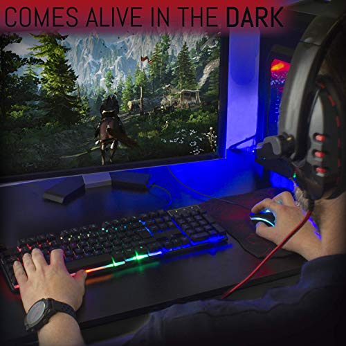 Orzly Gaming Keyboard RGB USB Wired Rainbow Keyboard Designed for PC Gamers, PS4, PS5, Laptop, Xbox, Nintendo Switch, RX-250 Hornet Edition - color: Black