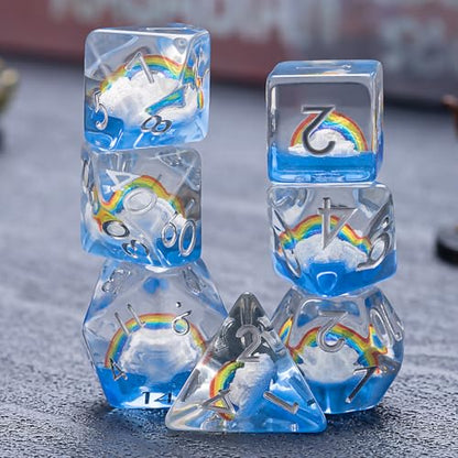 DND Resin Dice Set, Polyhedral D&D Dice Inclusion Dice for Dungeons and Dragons MTG RPG for 15 Years and Up - color: Rainbow
