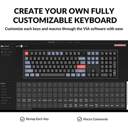 Keychron V6 Wired Custom Mechanical Keyboard Knob Version, Full-Size QMK/VIA Programmable Macro with Hot-swappable Keychron K Pro Red Switch Compatible with Mac Windows Linux Black (Non-Transparent) | QMK Programmable with Hot-swappable Keychron Red Switc