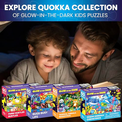 4 x 60 Piece Puzzles for Kids Ages 4-6 - Educational Kids Puzzles Ages 4-8 | Glow-in-the-Dark - Farm Bugs, Tropical and Ocean Animals - Toddler Puzzle - Learning Kids Games Ages 4-8 - Gift for Children - color: 4x60 Bugs