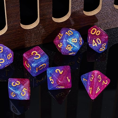 DND Dice Bisexual-Pride Polyhedral Dice Set D&D for Tabletop Games | Leather Storage Bag, DM Gift, for Dungeons and Dragons Role Playing Games - color: Flag-bisexual-pride