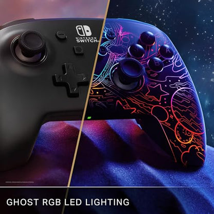 PowerA™ Enhanced Wireless Controller for Nintendo Switch with Lumectra™ – Galactic Vortex, RGB lighting reveals a hidden galaxy design, rechargeable battery, motion controls, officially licensed - style: Ghost RGB Lighting