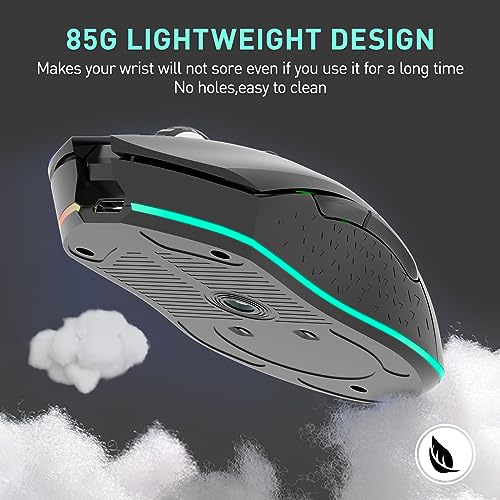 DAREU EM901X Wireless Gaming Mouse with Charging Dock Rechargeable RGB,12K DPI,6 Programmable Buttons High-Precision Sensor [300IPS] [1000Hz] for PC Notebook Mac - color: Black& Charging Dock