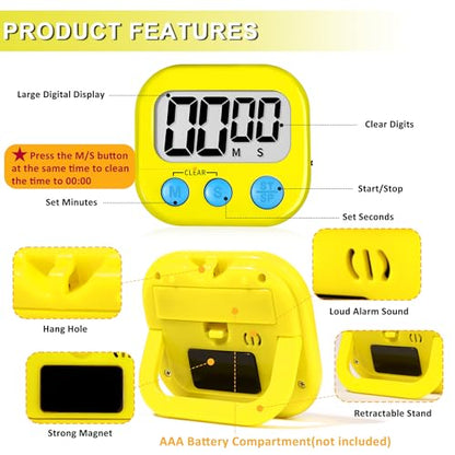 ZILLEEN Classroom Timer for Kids Teachers 2 Pack Digital Timers, Purple & Yellow - color: Purple & Yellow