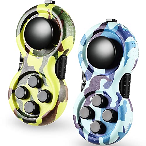 Skylety 2 Pcs Fidget Toys for Adults Controller Fidget Pad Stress Relief Cube Clicker Game Controller Sensory Educational Toy for ADHD Autism Relief Stress Anxiety(Camouflage Style) - style: Camouflage Style