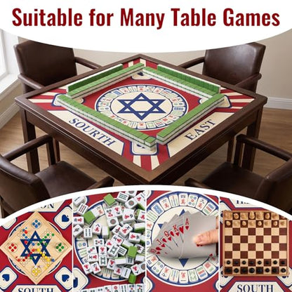 Mahjong Mat for Table, American Mahjong Mat with Printed Rules, 31.5 x 31.5Inch, Anti-Slip, Noise-Reducing Table Cover for Mahjong, Dominoes, Board Games, Poker, and Card Games (Red and White) - color: Red and White