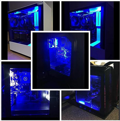 DS Blue PC LED Flexible Light Strip Computer Lighting with Magnetic Design for Computer Case Lighting Kit, Blue Desk Moon Lamp (11.8inch, S Series) - color: Blue
