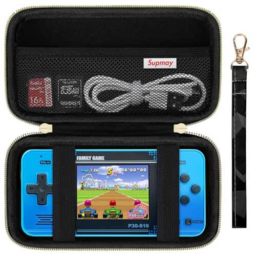 Supmay Carrying Case Compatible with WELLST·G Handheld Game for Kids -Preloaded 220 Retro Video Games, Portable Gaming Player Storage Holder Travel Bag with Mesh Pocket for USB Cable, Black - color: Black Cube
