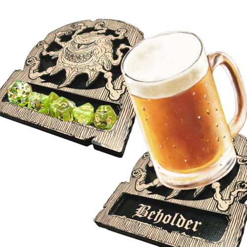 Dungeons and Dragons Dice Tray Coaster - DND Accessories - D&D Game Room Decor - Cute Wood Drink Coasters - Dungeons and Dragons Starter Set Gift - DND Miniatures Dice Tower - Set of 1 Beholder Class - color: Beholder