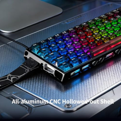 IROK MG63 64 Keys Wired Magnetic Switch Keyboard, 512KHZ All Keys Scan Rate, PCB Nano-Coating Waterproof, ARGB Light and Shadow Coexist 8KHZ/CNC Carved Aluminum Gaming Keyboard (Black) - color: Black
