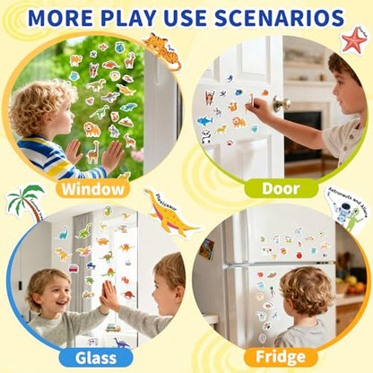 6 Sets Reusable Sticker Book for Toddlers 3-6, Jelly Stickers Book for Kids, Travel Sticker Activity Toys for Childs 3 4 5 6 Years Girls & Boys Best Gifts