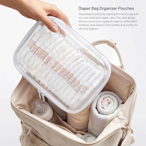 Clear Hard Shell Organizer Cases, 2 Pack | Durable PET shell with water-resistant, scratch-resistant surface for travel, toiletries, electronics and daily essentials - color: White