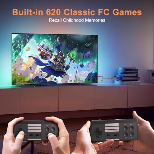 Wireless Retro Game Console Classic Video Gaming Console Built-in 620 Games, AV Output and Dual Game Controllers, Plug & Play TV Video Games for Kids/Adults, Nostalgia Gifts for Christmas - color: 620 Games