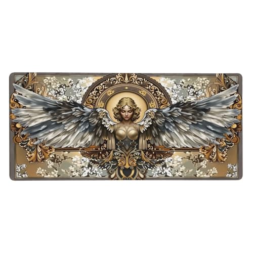 Angel Wings Ornate Gaming Mouse Pad Non-Slip Rubber Base XXL Mousepad Waterproof Washable Stitched Edge Mouse Mat for Desk Home Office Gaming 16x35.5in - color: Color_11, size: 35.5" x 16"