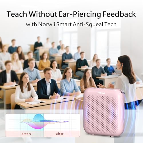 Voice Amplifier with Bluetooth, Portable Speaker with Microphone | Wireless Microphone Headset Speaker for Teacher, Mini Megaphone Sound Amplifier for Classroom, Tour Guides, Speaking - color: Pink - 15W