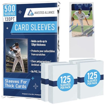 Premium Penny Sleeves for Trading Cards | Soft Trading Card Sleeves for Baseball Cards, Ultra Clear Plastic Pro Sports Card Sleeve, Football, MTG Collector Sleeve (Standard + Thick Options Available) - style: 130PT - 500 Count