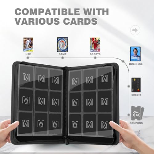 Trading Card Binder with 9 Side Loading Pocket Card Album Hold Up to 540 Cards PU Card Collection Binder, Collectible Albums Card Folder for MTG, TCG, Sports Cards - color: 9-Black