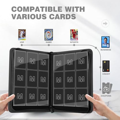 Trading Card Binder with 9 Side Loading Pocket Card Album Hold Up to 540 Cards PU Card Collection Binder, Collectible Albums Card Folder for MTG, TCG, Sports Cards - color: 9-Black