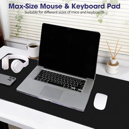 Large Extended Mouse Pad with Stitched Edges 35.4"x15.7" - Waterproof Desk Mat, Non-Slip Rubber Base for All-Desk Coverage, Perfect for Gaming Office Home, Black