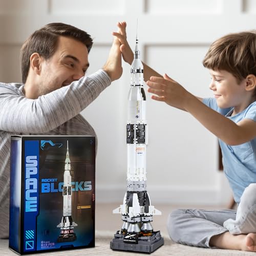 APENGBAOL Saturn V Space Rocket and Vehicles Building Blocks Set,613 Precision Space Shuttle Building Block Toys for Kids .Gifts for Adults - style: space rocket