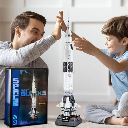 APENGBAOL Saturn V Space Rocket and Vehicles Building Blocks Set,613 Precision Space Shuttle Building Block Toys for Kids .Gifts for Adults - style: space rocket