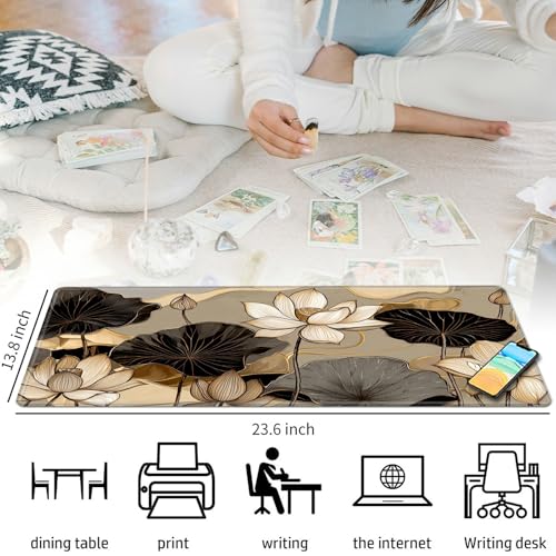 Lotus Leaves for MTG & TCG Playmat Mouse Pad,BFDHGQZC 24" x 14" Game Mat for MTG/RPG/CCG Trading Card Game Playmats Table Mat Perfect for Card Games Video Games Computer Office - color: Lotus Leaves