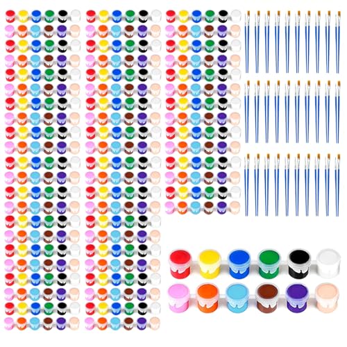 420 PCS Mini Acrylic Paint Set,30 Pack Washable Paint Strips for Kids & Adults - Includes 60 Brushes, 12 Colors kids Paint Kits for Easter Eggs, Birthday, Classroom Party，school supplies - size: 30 Pack