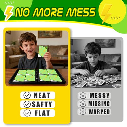 Trading Card Binder 4 Pocket,400 Pocket Card Collection Binder with 50 Removable Sleeves,PU Waterproof Top Card Book,3-Ring Zipper Collectible Trading Card Album for MTG/TCG/Card Holder Gift（Green） - color: Green, size: Small
