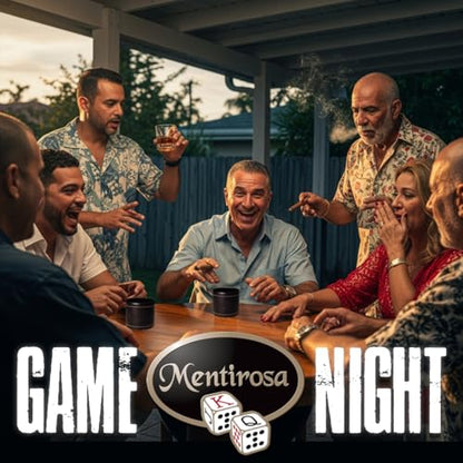 MENTIROSA® Travel 6-Player Set – The Original Bluffing Dice Game for Adults, Premium Portable Party Game for Friends, Vacations, and Game Nights, Compact Case with Poker Dice, Tubes & Chips